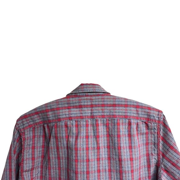 J Crew Gray Red Plaid Mid Weight Flannel Button Down Shirt - Picture 9 of 10